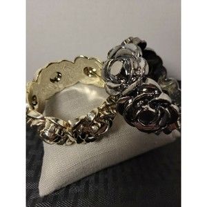 Vintage Plastic Silvertone Goldtone Chunky Bangle Bracelet Clamper Lot MOD 80's